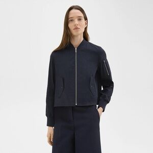 Theory Women’s A-Line Flight Jacket in Recycled Nylon Black